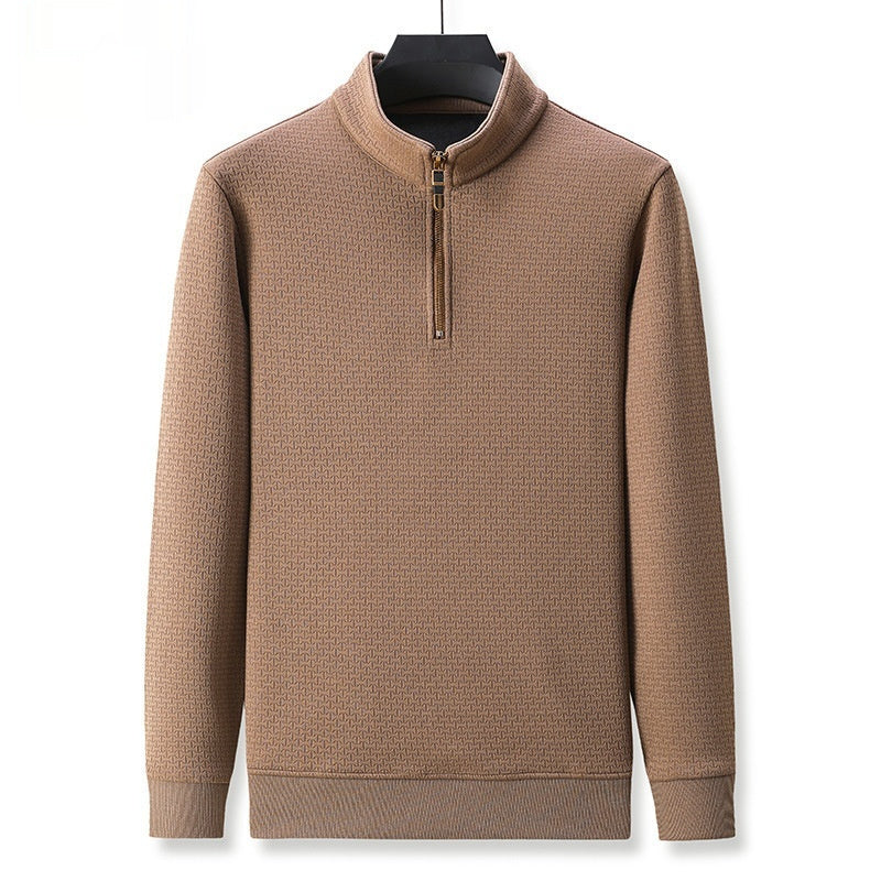 Stand Collar Half Zip Autumn And Winter Long Sleeve T-shirt Men
