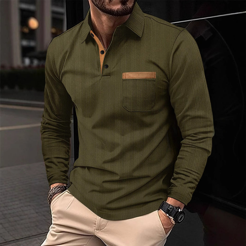 Sports Long Sleeve Lapel Men's Polo Shirt