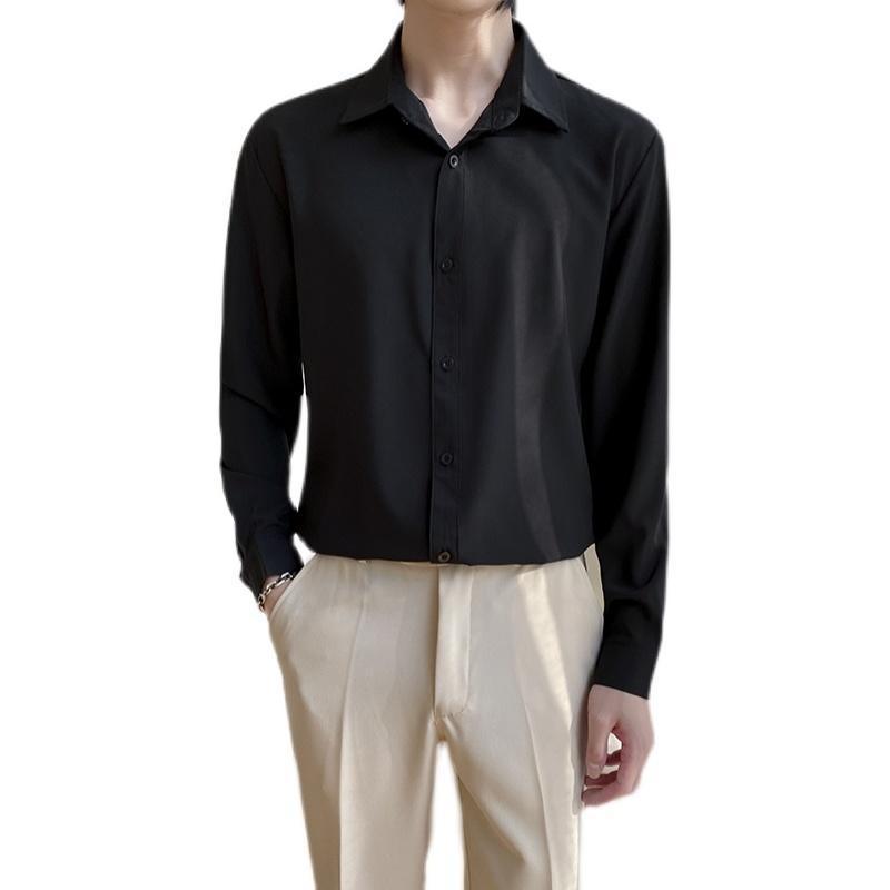 Shirt Men's Wine Red Long Sleeve Slim Fit Business