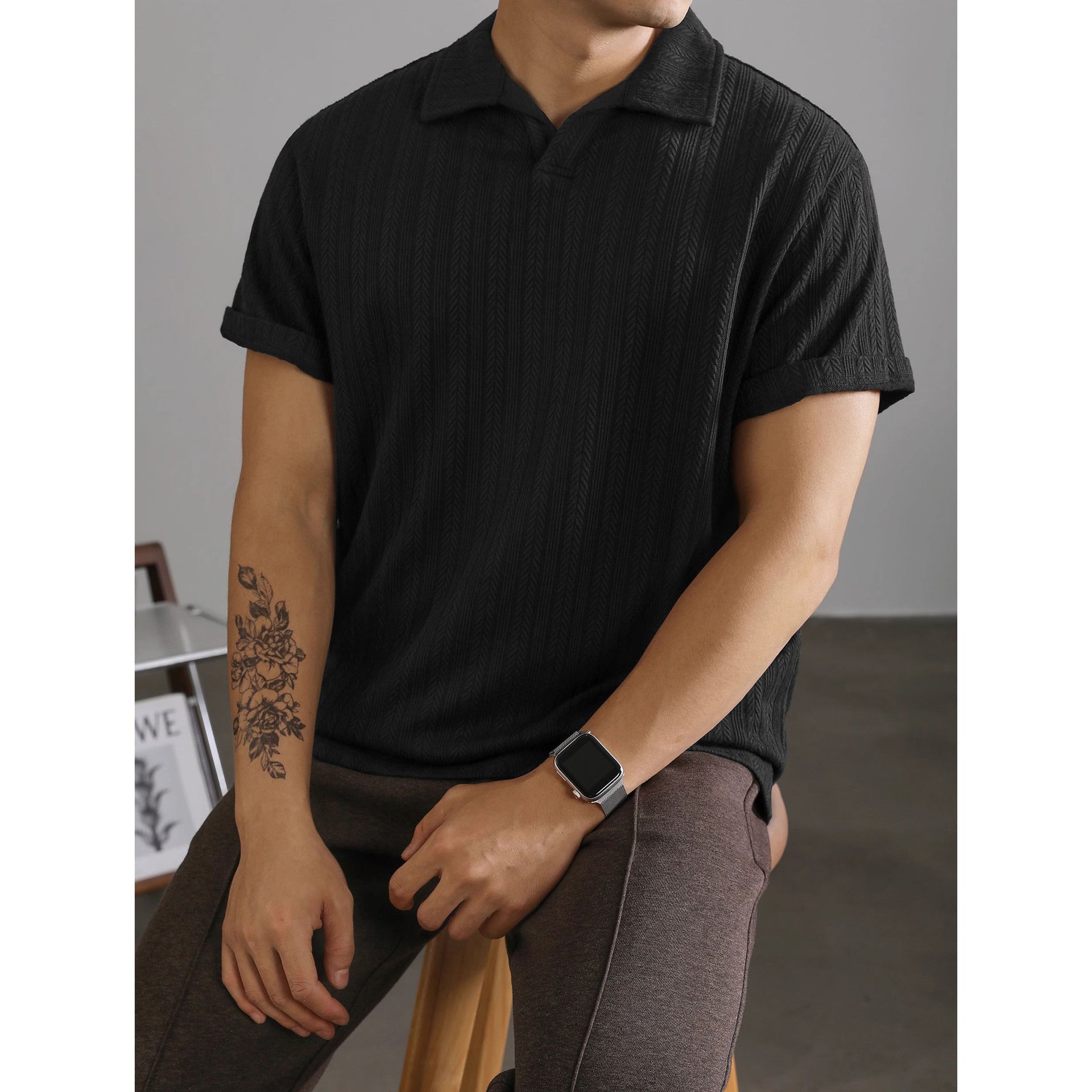 Wheat Woven Texture Summer Breathable Slim Fit Business