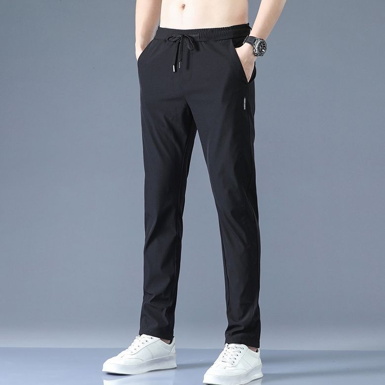 Straight Draping Effect Elastic Waist Quick-drying Casual Pants