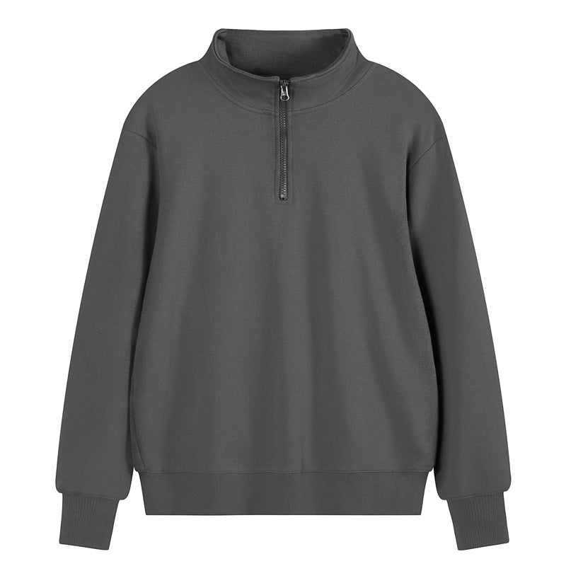 Heavy Pearl Air Layer Semi-access Control Zipped Stand Collar Sports Sweater