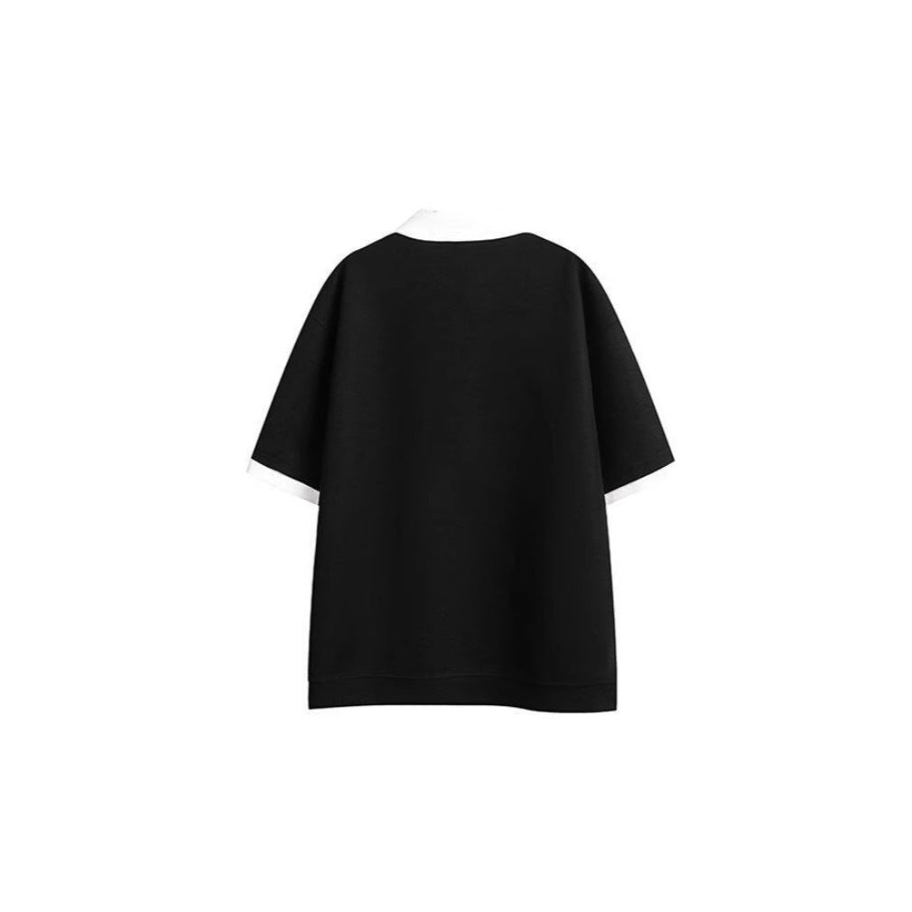 Men's False Two Pieces Shirt Collar Color Matching Short Sleeve T-shirt