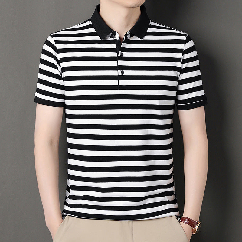 Striped Short-sleeved T-shirt Men's Young And Middle-aged Business