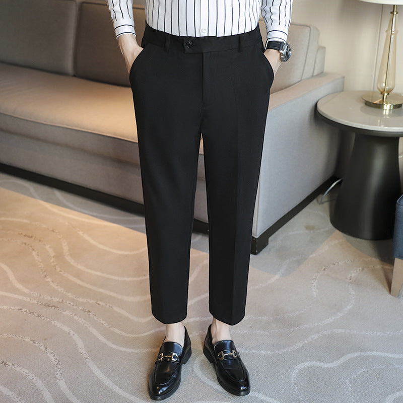 Straight Retro Brown Elastic Slim Fit Brown Casual Pants