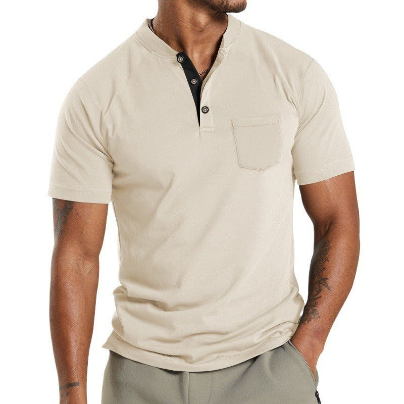 Plus Size Men's Short Sleeve Sleeve Button Pocket