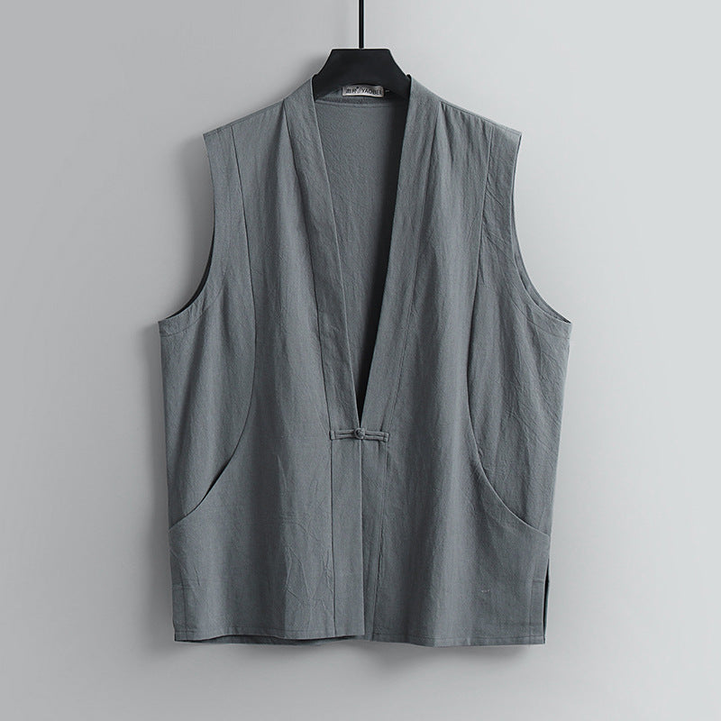 Summer Thin Linen Sleeveless Vest For Men