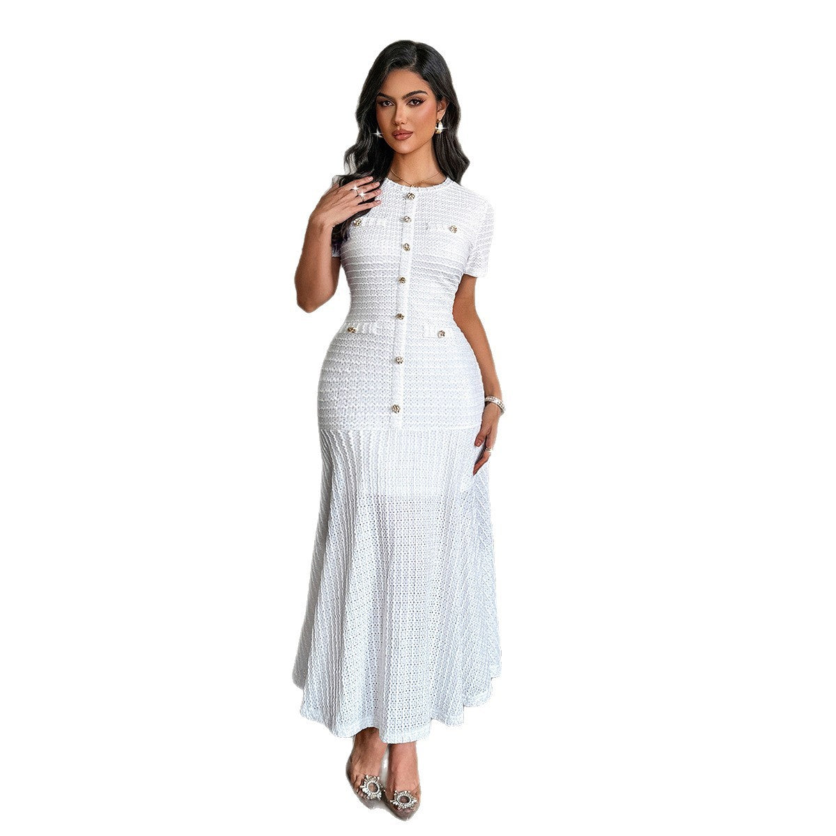 Fashion Elegant Solid Color Sheath Dress Women