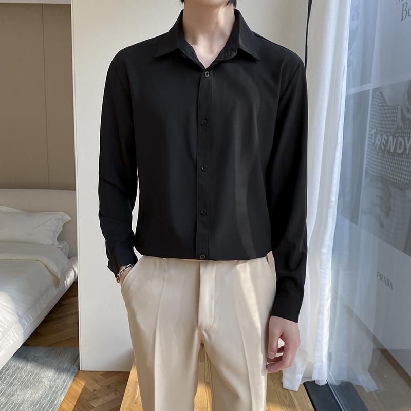 Shirt Men's Wine Red Long Sleeve Slim Fit Business