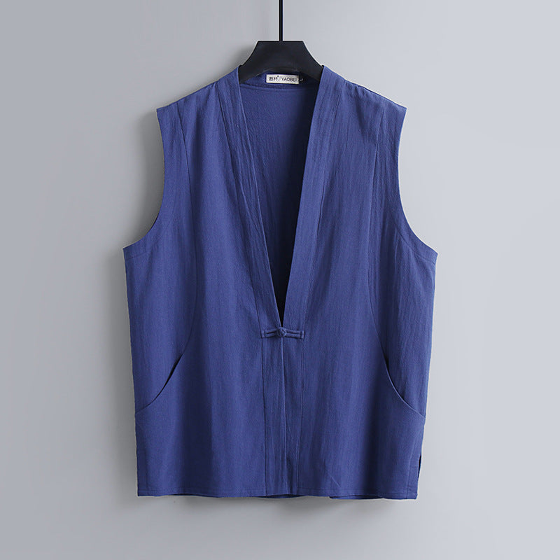 Summer Thin Linen Sleeveless Vest For Men