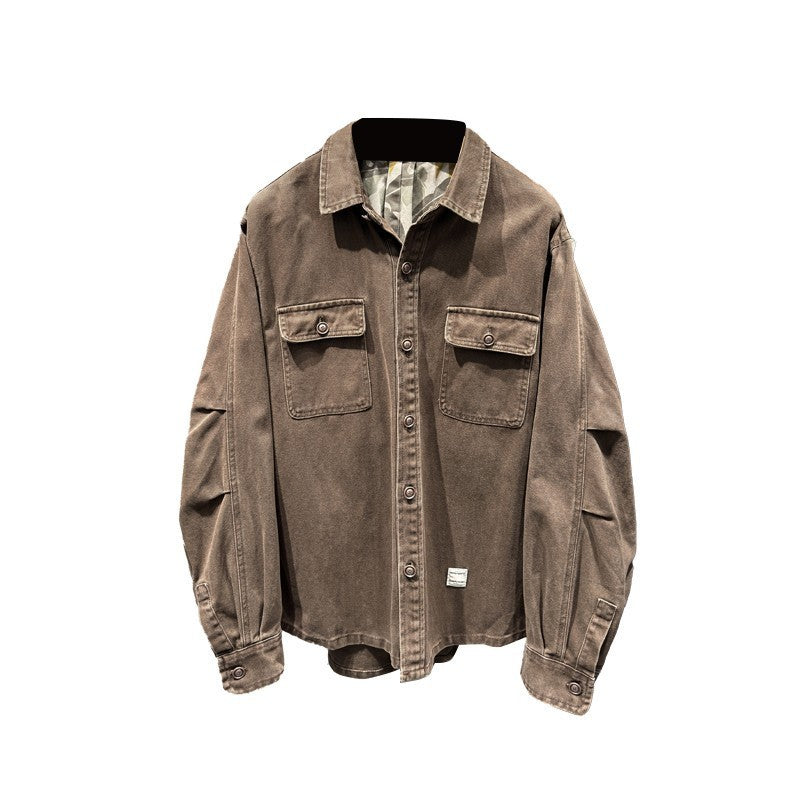 Washed Cotton Men's Workwear Loose Jacket Coat