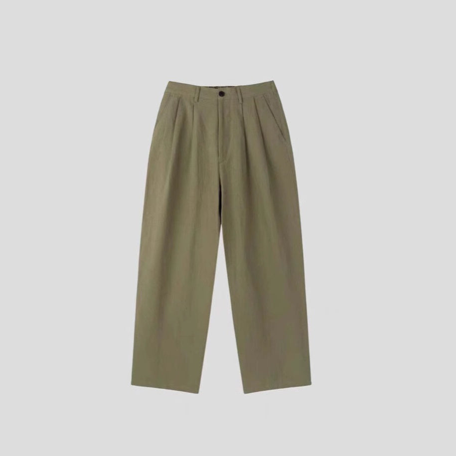 Lightweight Fiber Texture Cotton And Linen Suit Pants For Men