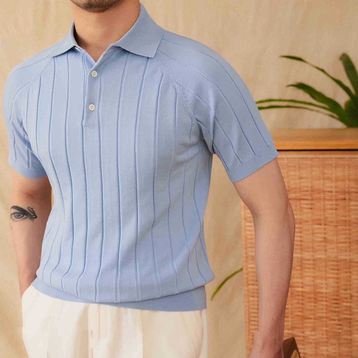 All-matching Slim Fit Sunken Stripe Knitwear