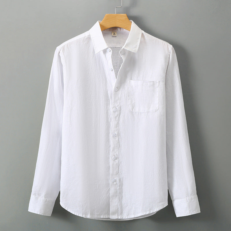 Linen Shirt Men's Long Sleeve Loose Thin Casual