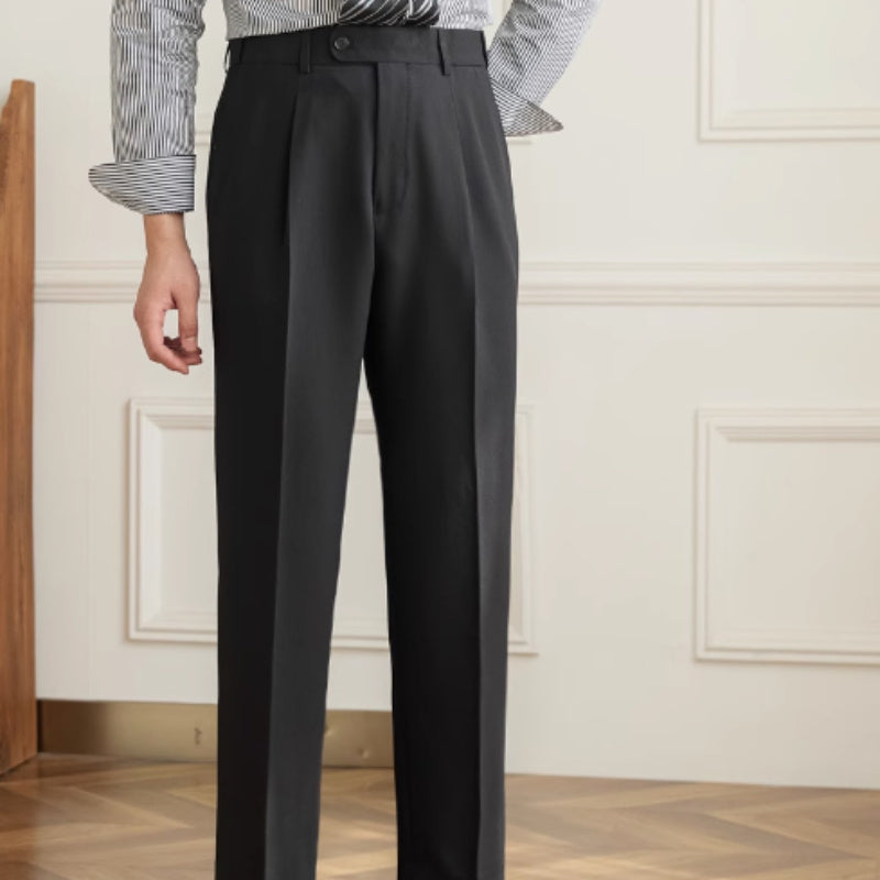 Retro Elastic Waist Non-ironing Naples Mid-high Waist Suit Pants