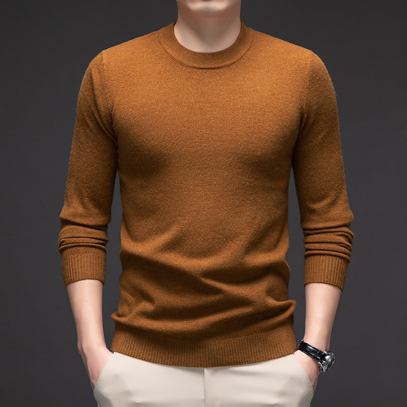 Solid Color Men's Round Neck Long Sleeve Autumn And Winter Leisure Sweater