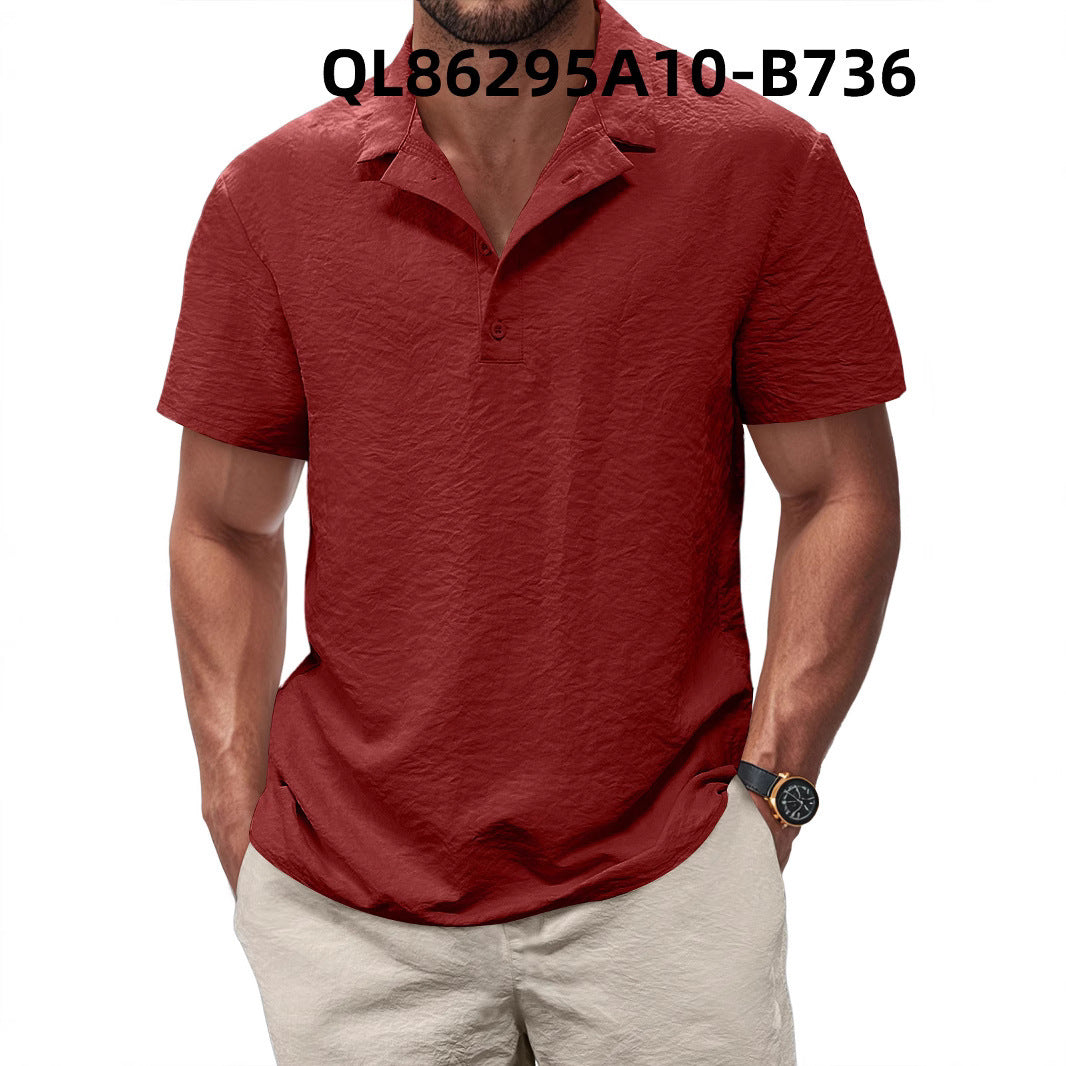 Printed Men's Loose Trendy Short Sleeve Lapel Shirt
