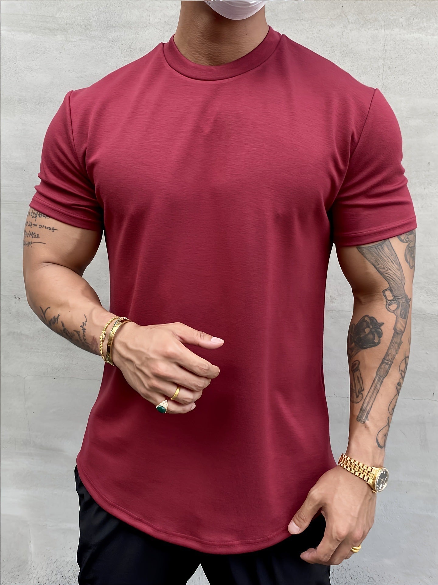 Men's Simple All-match Pure Cotton Solid Color Short Sleeve