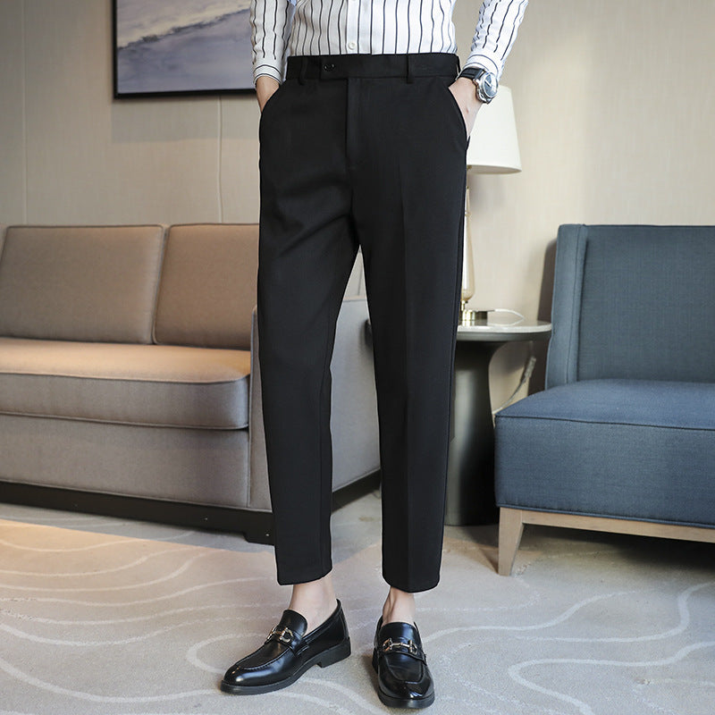 Straight Retro Brown Elastic Slim Fit Brown Casual Pants