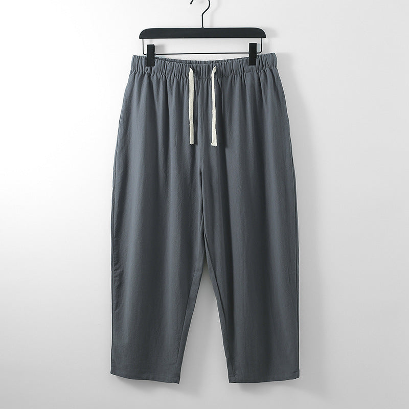 Loose Linen Ankle-length Pants For Men