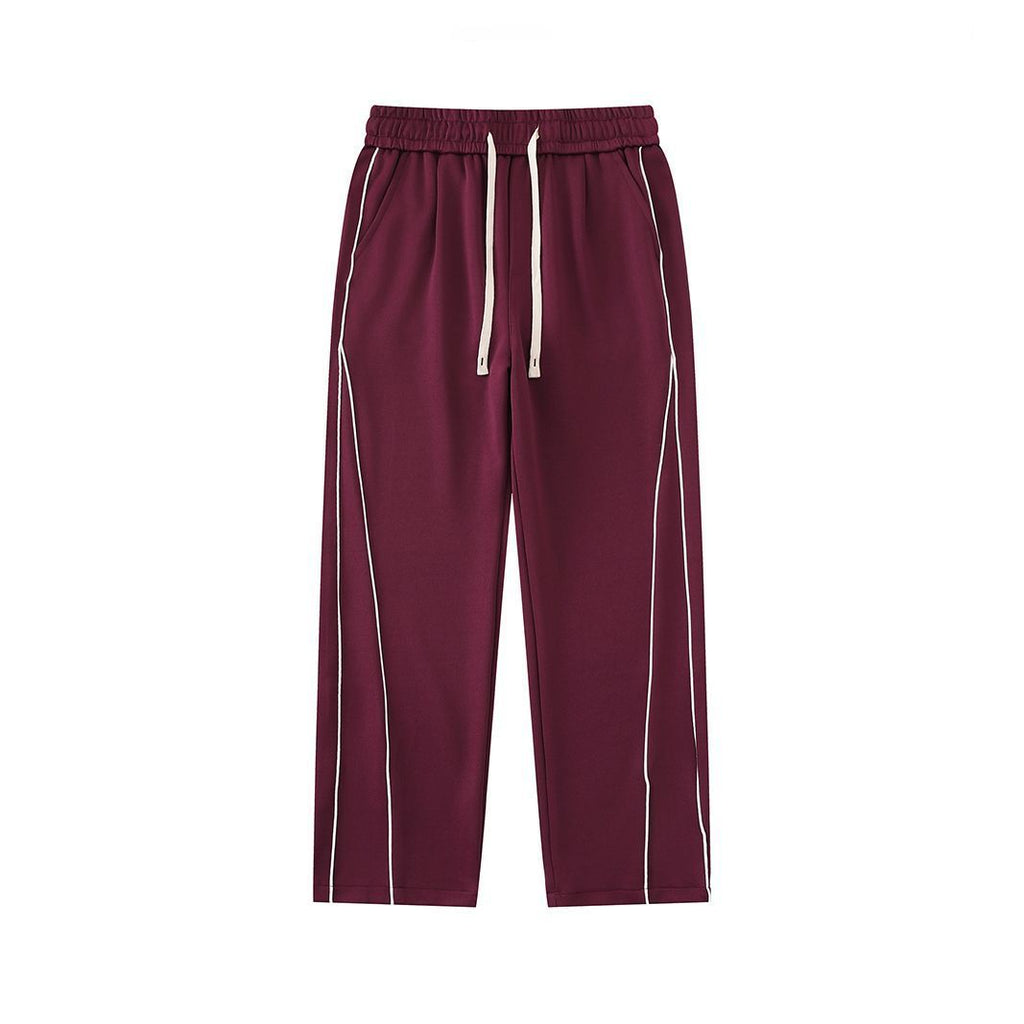 Retro Loose And Simple Color Collision Design Casual Trousers