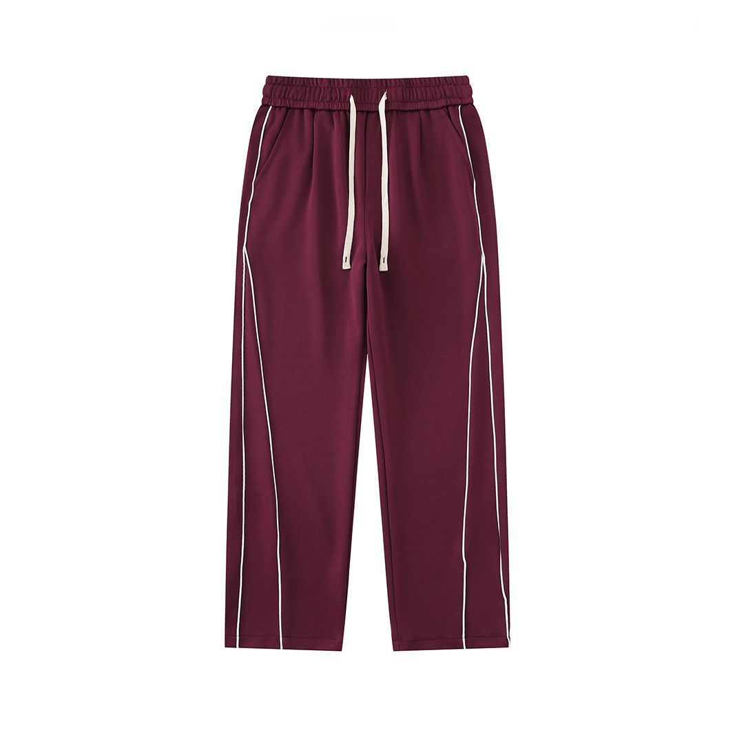 Retro Loose And Simple Color Collision Design Casual Trousers