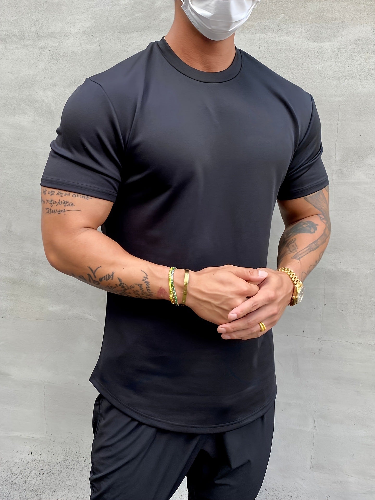 Men's Simple All-match Pure Cotton Solid Color Short Sleeve