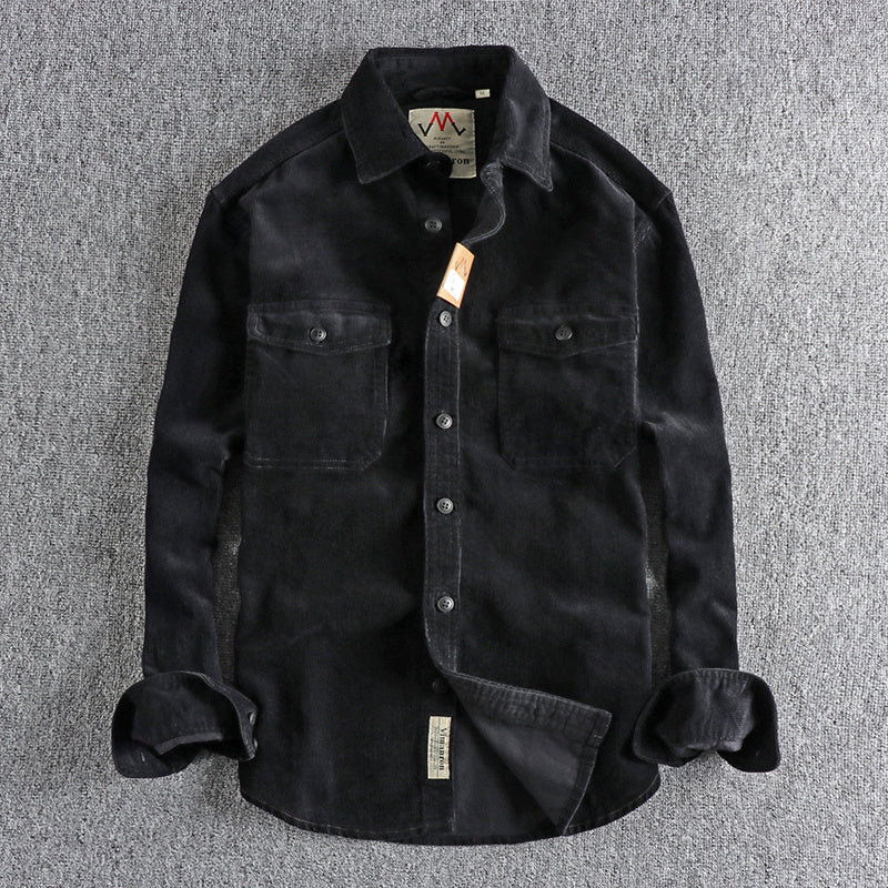 Retro Washed Corduroy Long-sleeved Shirt For Men