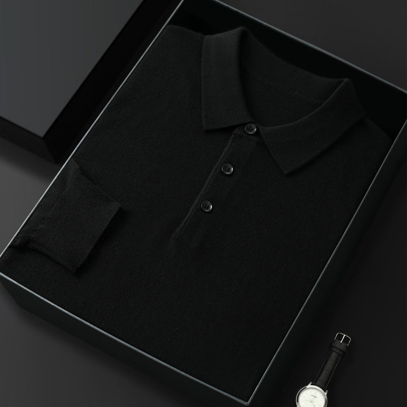 Spring And Autumn New Fashion Casual Polo Collar Long-sleeved Sweater Men