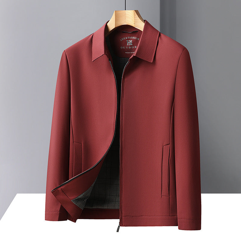 Men's Solid Color Casual Polo Collar Jacket