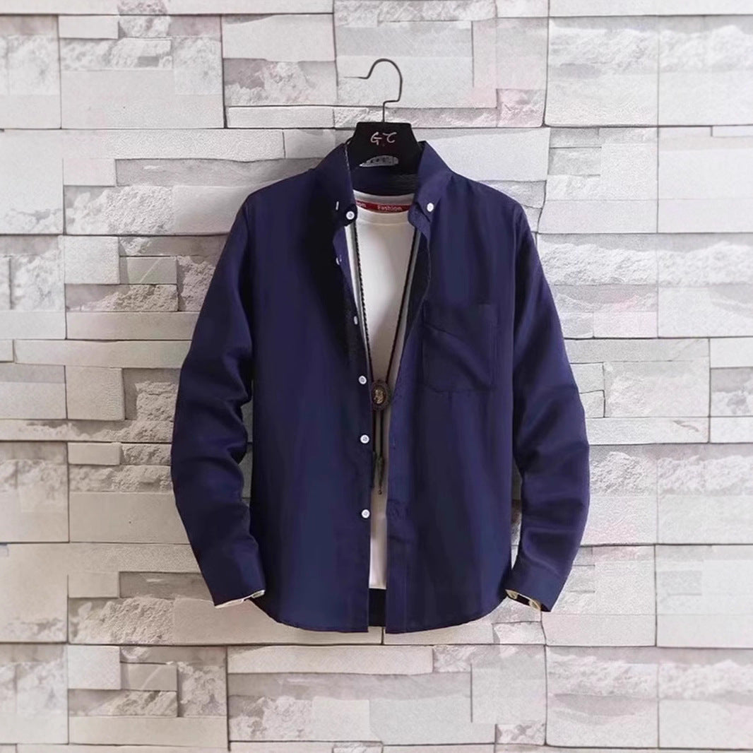 Solid Color Shirt Boys Coat Spring And Autumn Long Sleeve White Autumn Top