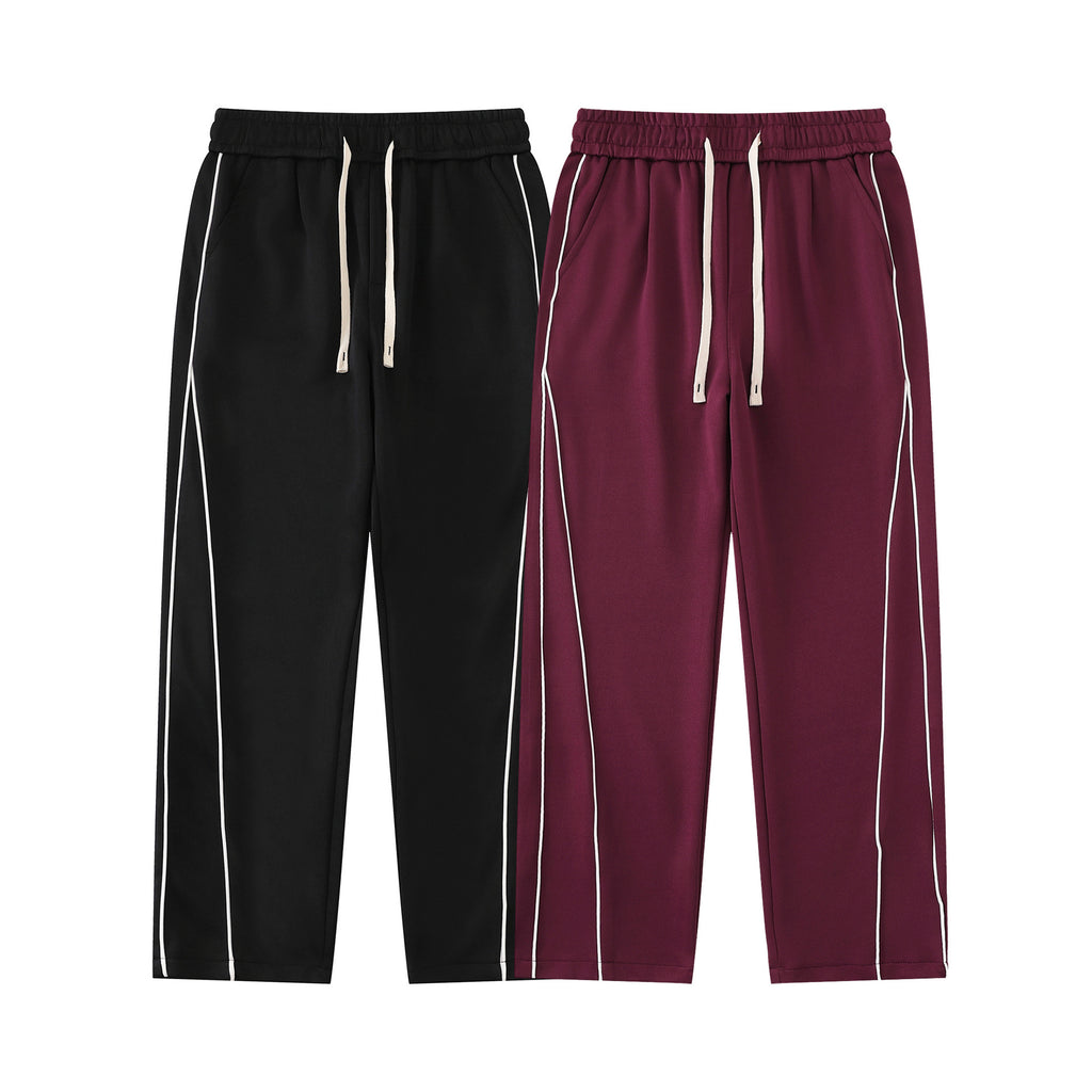 Retro Loose And Simple Color Collision Design Casual Trousers