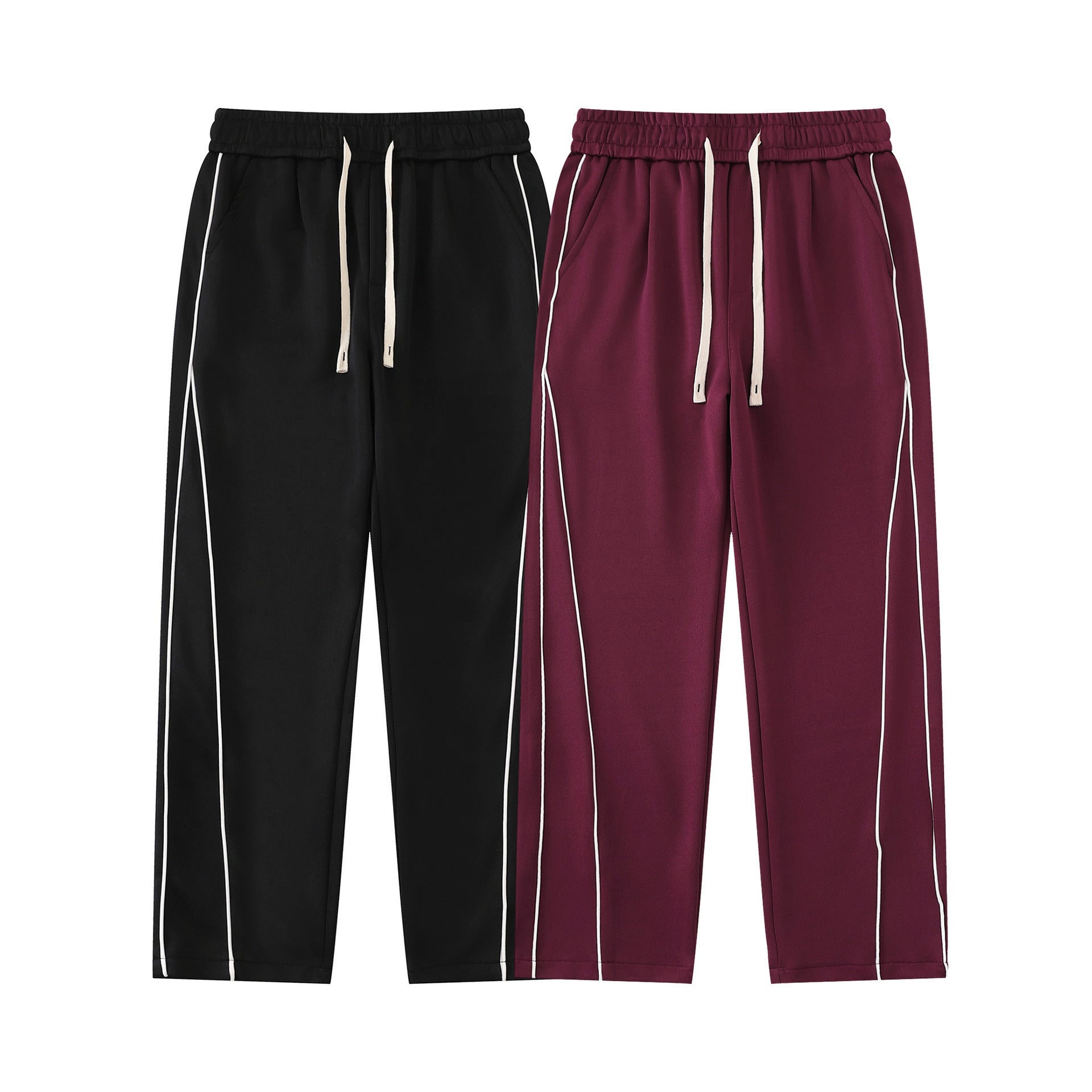 Retro Loose And Simple Color Collision Design Casual Trousers