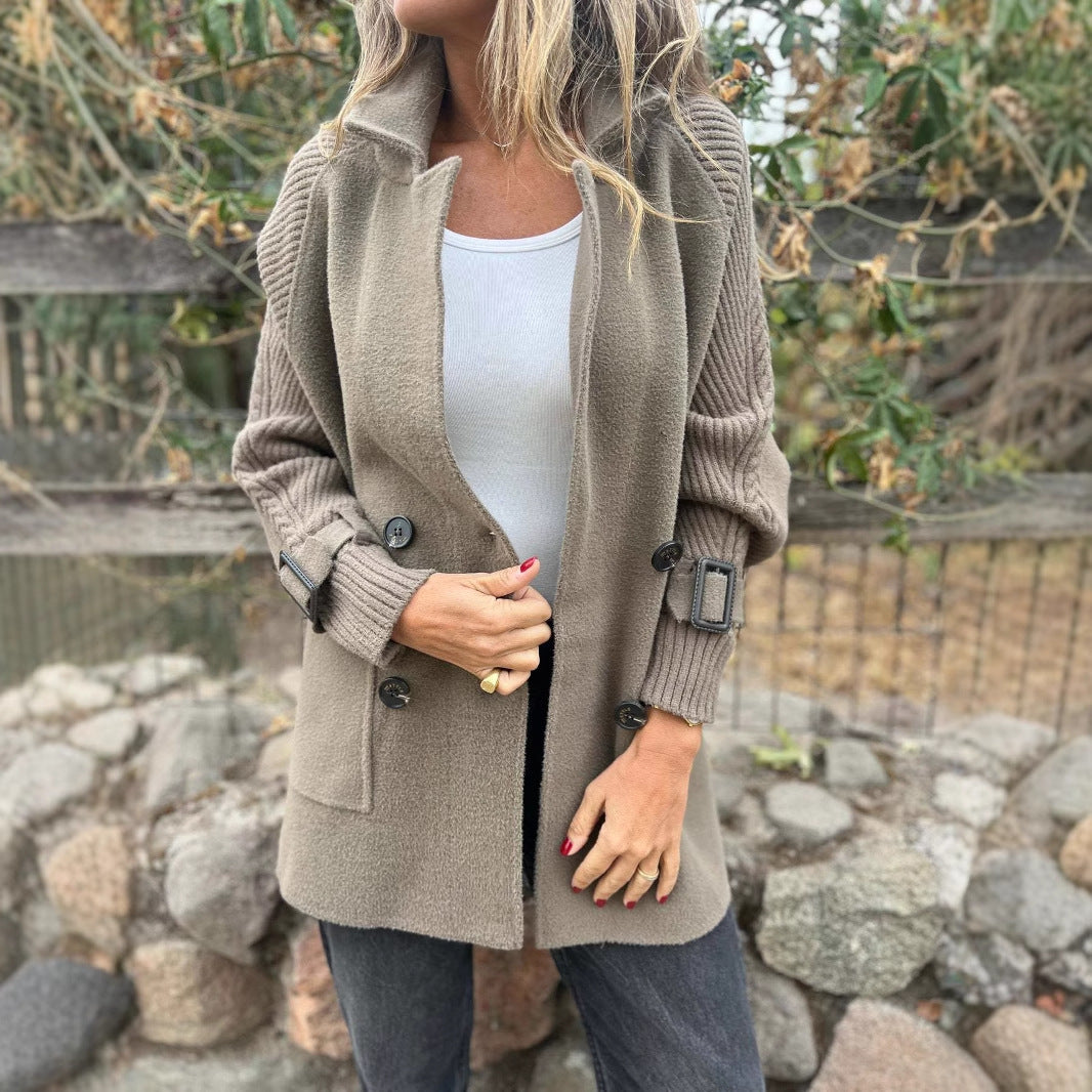 European And American Knitted Double-faced Woolen Goods Mid-length Coat