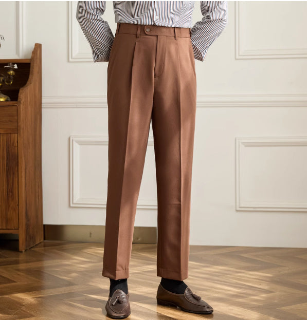 Retro Elastic Waist Non-ironing Naples Mid-high Waist Suit Pants